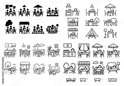 Various simple dining icons collection