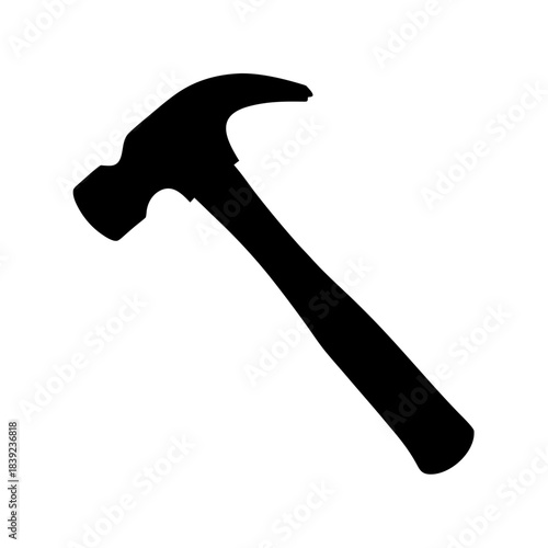 Silhouette of a claw hammer tool for construction and diy projects