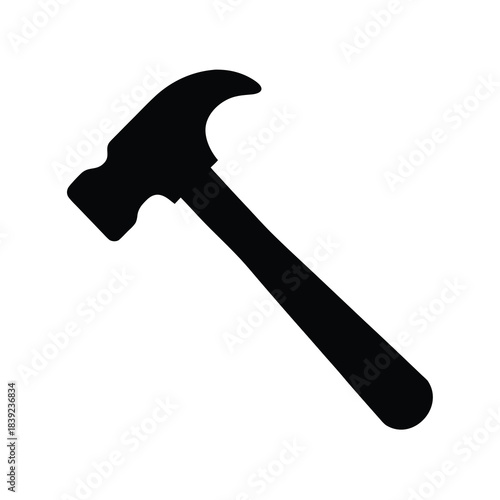 Silhouette of a claw hammer tool for construction and diy projects