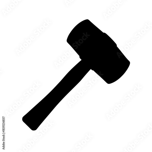 Simple black silhouette of a rubber mallet tool for construction and crafting