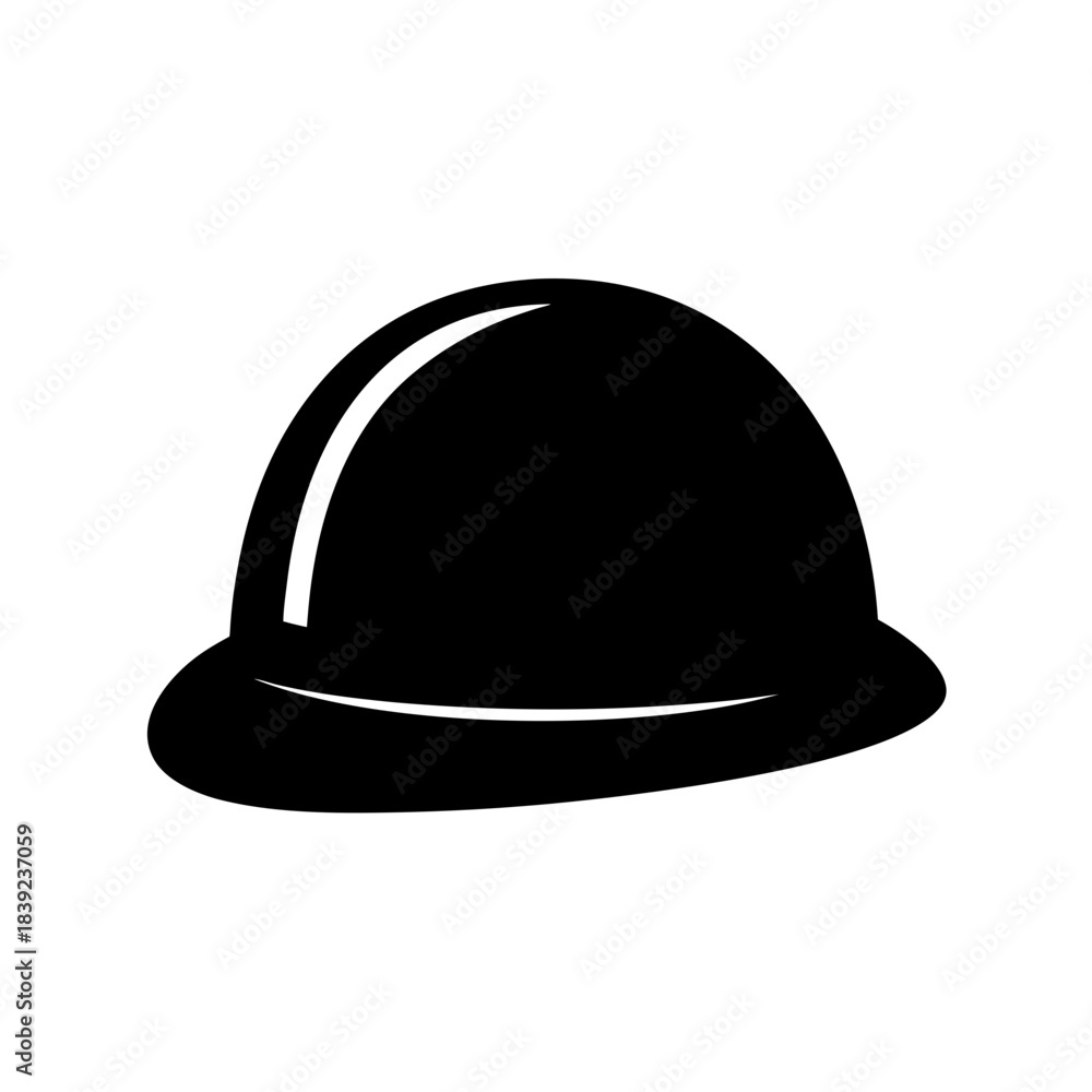Fototapeta premium Simple black hard hat symbol for construction safety and protection