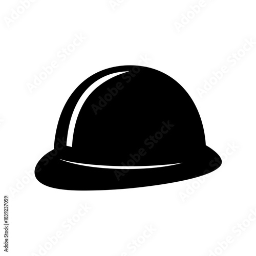 Simple black hard hat symbol for construction safety and protection
