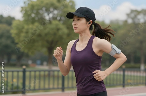 young woman jogging in park