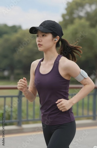 young woman running