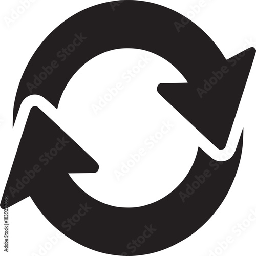 A black circular arrow icon with two arrows pointing in opposite directions on a white background