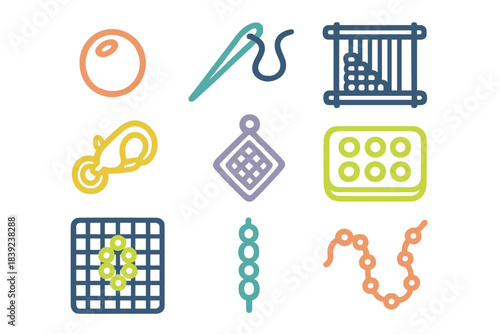 Colorful icons representing various crafts and hobbies for creative enthusiasts in a fun and playful design