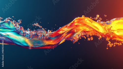 Fototapeta Naklejka Na Ścianę i Meble -  Colorful wave of water splashing in dynamic motion against a bright background