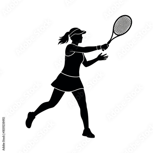 Female Tennis Player Silhouette in Action.