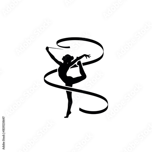 Rhythmic Gymnastics Silhouette with Ribbon.