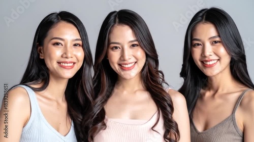 Three Asian Women Smiling.