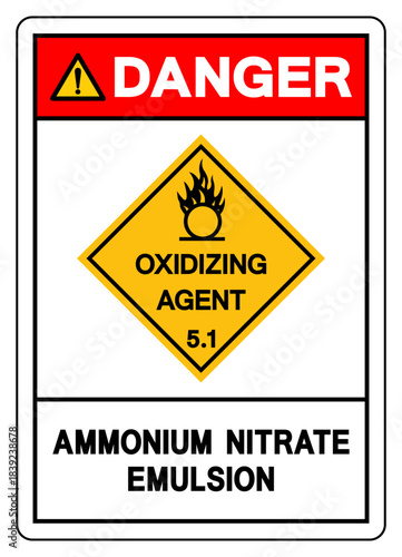 Danger Ammonium Nitrate Emulsion Symbol Sign, Vector Illustration, Isolate On White Background, Label.EPS10