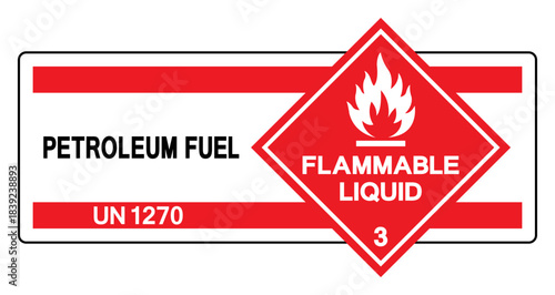 Petroleum Fuel Un 1270 Symbol Sign, Vector Illustration, Isolate On White Background, Label.EPS10