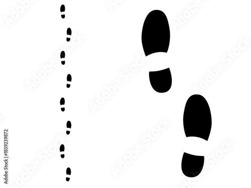 Human shoe prints. A trail of boot prints. Illustration on a transparent background
