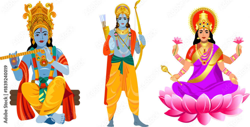 Fototapeta premium indian god krishna rama lakshmi