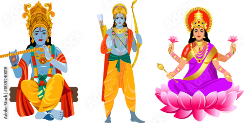 indian god  krishna rama lakshmi