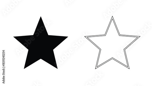 Two stars a solid black star and a white outlined star illustration