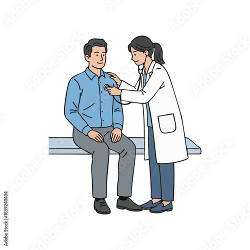 Dedicated doctor performs medical examination with a stethoscope on a patient, ensuring thorough health assessment and professional care for a healthy life