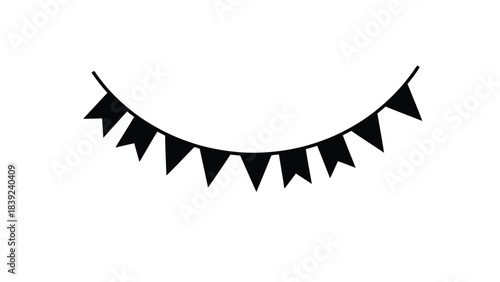 A simple black bunting illustration presented on a clean white background