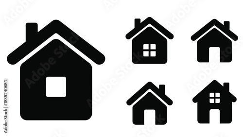 Simple black house icons a collection of various home silhouettes