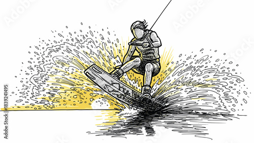 Dynamic wakeboarding adventure with splashing water and energetic movement