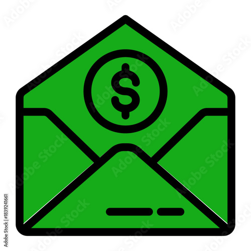 Business Money Deposit Envelope Icon from Curriculum Vitae Icon Collection (Glyph Color Lineal style)