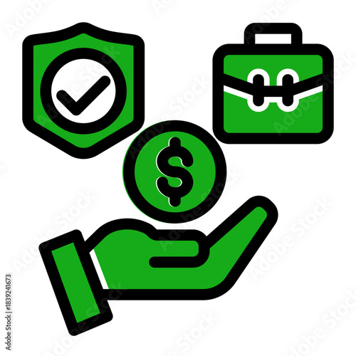 Employee Benefits Salary Insurance Icon from Curriculum Vitae Icon Collection (Glyph Color Lineal style)