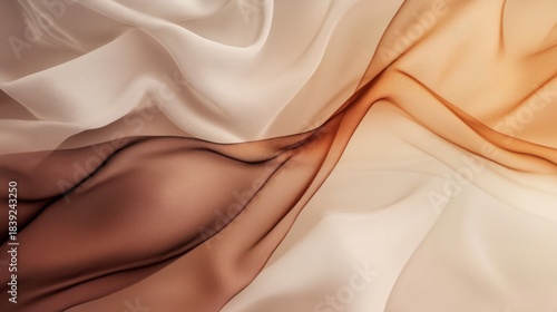 Close up of white and brown fabric texture showing detailed weave and pattern design