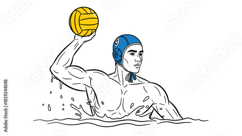 Dynamic water polo player in action: athletic performance and team sport concept