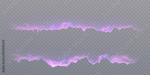 Vector purple lightning lines with glowing electrical energy on a transparent background. Suitable for magical accents, fantasy effects, design and illustrations.