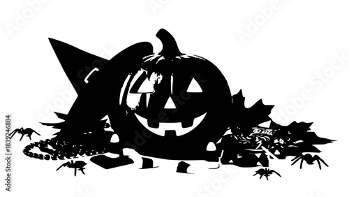 Halloween Pumpkin with Festive Decorations