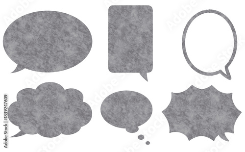 無彩色の大理石風テクスチャのフキダシセット