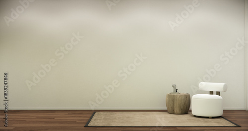 interior design has a armchair on empty room japanese design,3D rendering