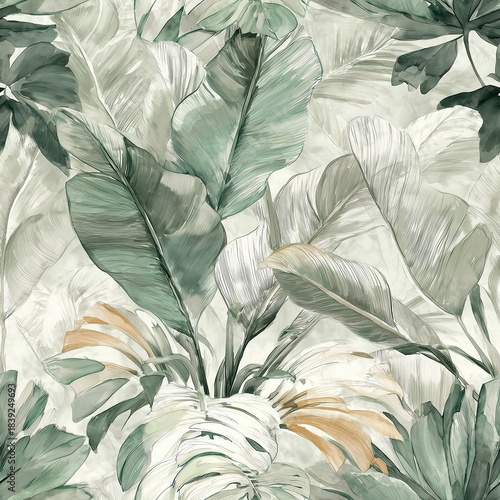 Seamless leaves pattern illustration with natural botanical shapes and clean artistic style.