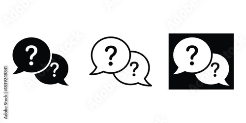 Comment question icon, Question mark speech bubble icon set.