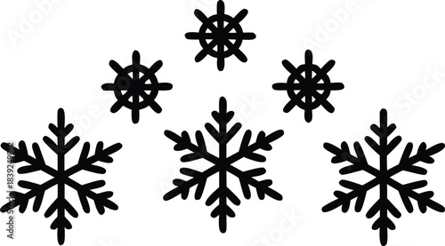 Christmas snow flakes silhouette vector illustration