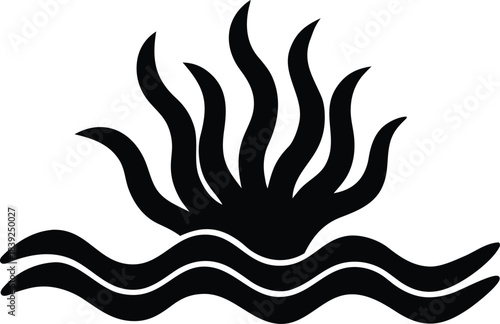 Waving seaweed icon clean silhouette vector illustration