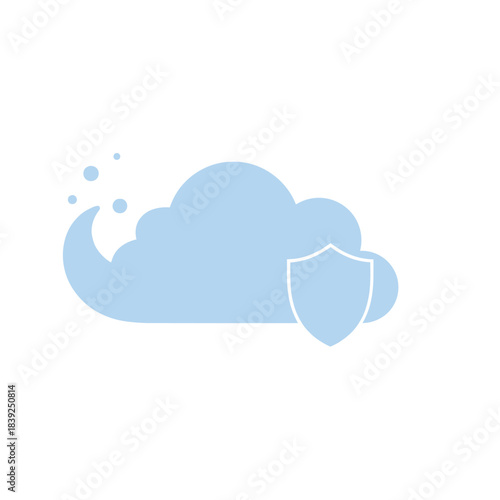 A stylized graphic represents robust digital security and data protection within a cloud computing environment, emphasizing privacy and reliable cyber defense.