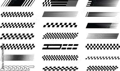 Black and white racing stripes and patterns checkered flag