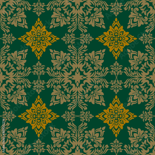 
Classic Damask Seamless
Pattern - Vector Illustration for Elegant Textile
Design,Damask,Jacquard loom, Brocade, Satin weave,ethnic, geometric, textile, fabric, motif, retro, 