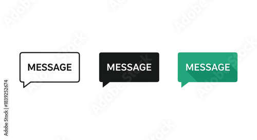 Set of message speech bubble icons in outline solid and flat color for chat application interface