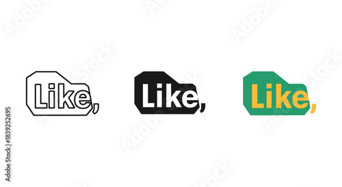 Collection of like buttons and reaction shapes in outline solid and flat vibrant color designs