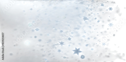 Realistic falling snow PNG with transparent background, smooth snowflake drift, frosty particles, and shimmering bokeh lights. Perfect winter overlay for banners, posters, and magical seasonal composi