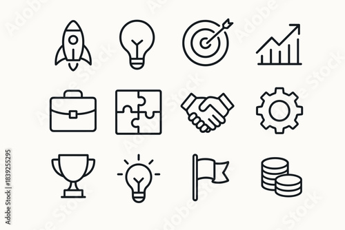 Linear icons innovation and success business concepts