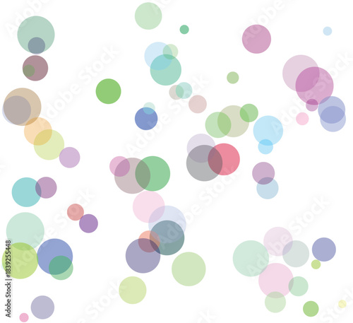 Lightly Scattered Pastel Circles with Subtle Transparency, Abstract Graphic on White