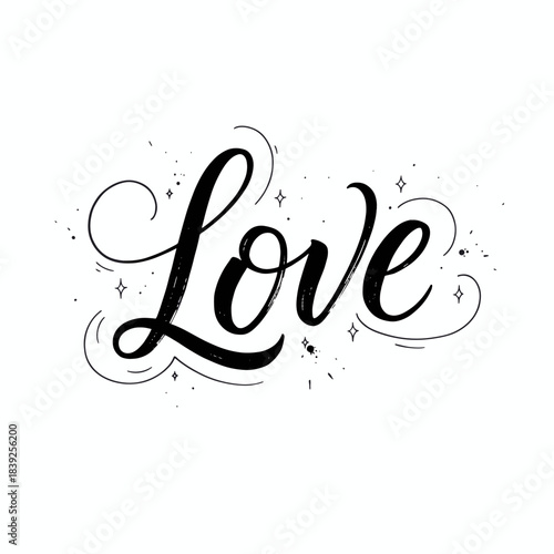 Love word elegant cursive script font