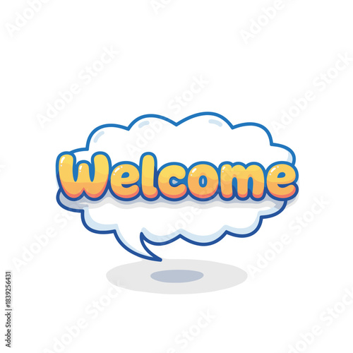 Welcome speech bubble cartoonish icon