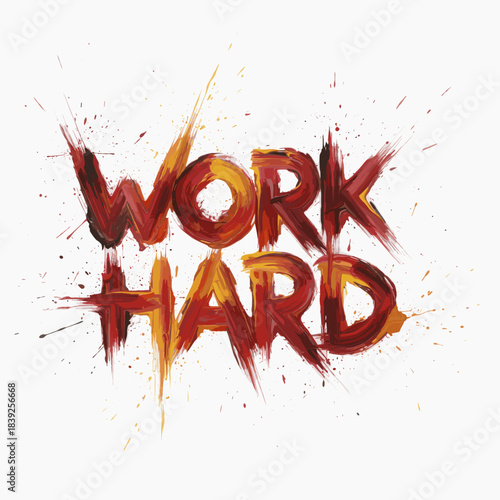 Motivational phrase "WORK HARD" brushstroke design