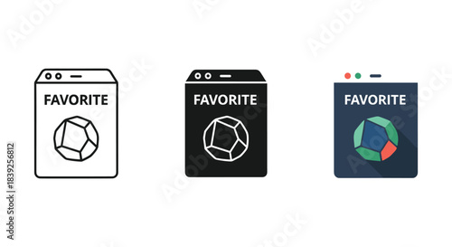 Favorite review icon displaying polygonal crystal jewel on website page indicating valuable selected content
