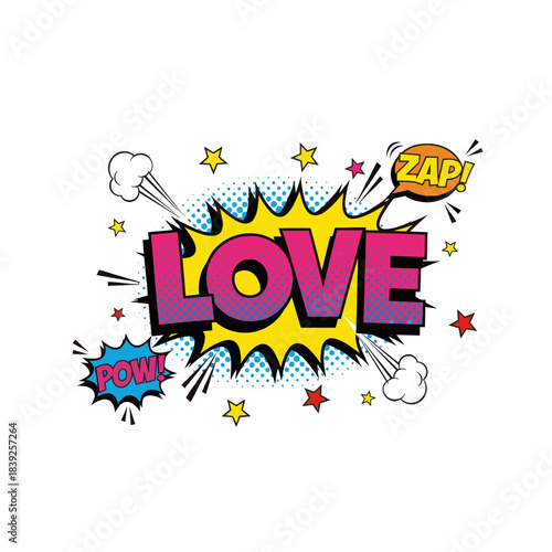 Love pop art comic book graphic