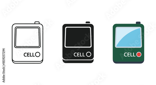 Mobile device cell portable pictogram vector illustration flat icon set isolated on white background symbol sign design.